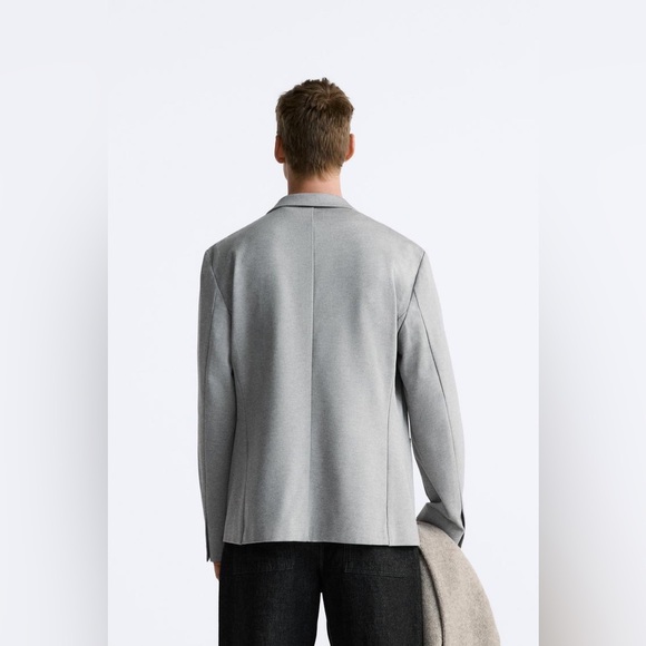 Zara Mens Grey Stretch Blazer Sz M - Picture 3 of 7